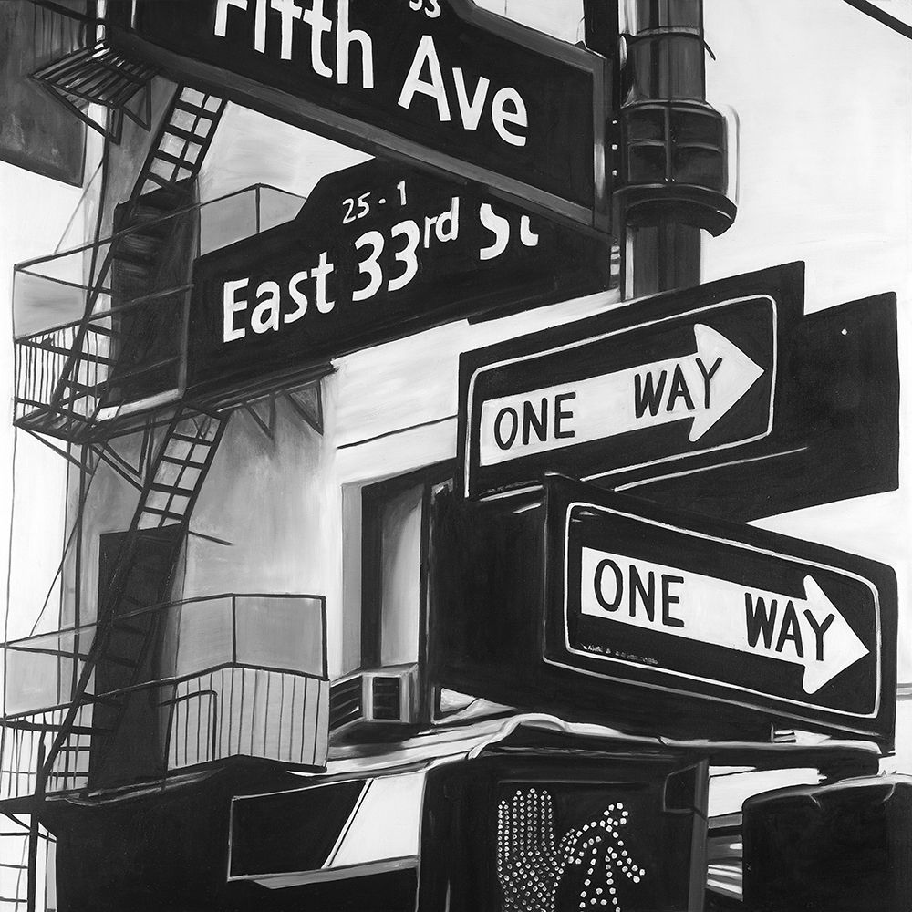 Wall Art Painting id:194159, Name: New York City Signs in Front of an Appartment , Artist: Atelier B Art Studio