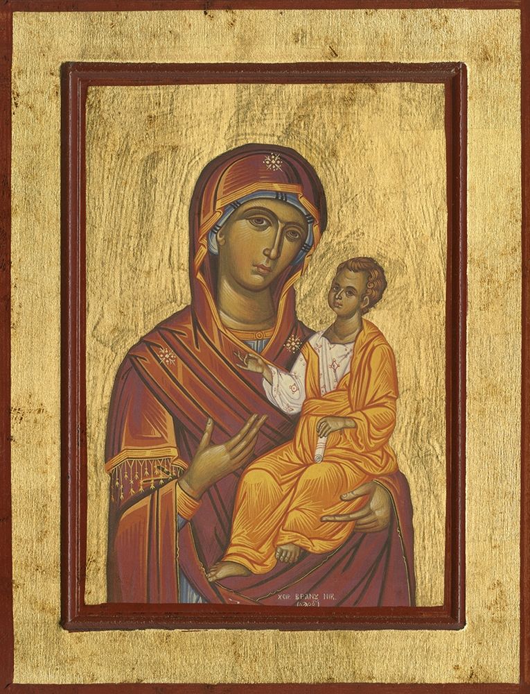 Wall art: Byzantine Icon Haloed Virgin Mary with Baby Jesus, by anonymous