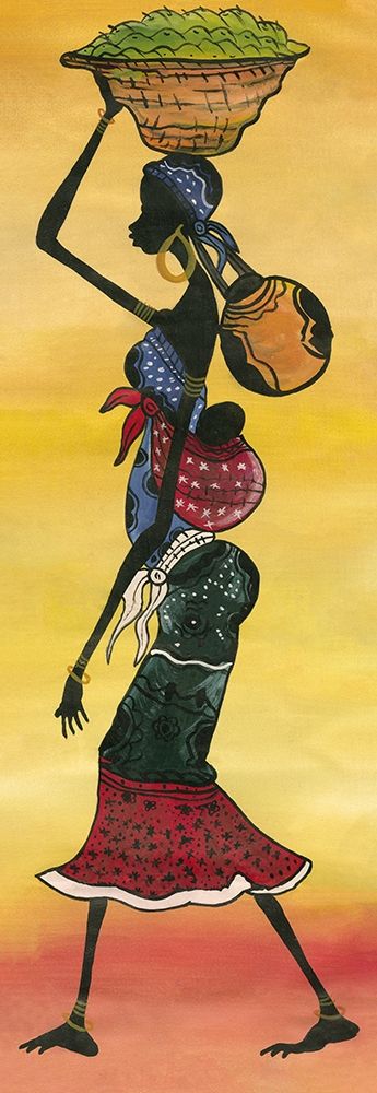 Wall Art Painting id:281558, Name: African Lady carrying fruit ethnic, Artist: Archivio