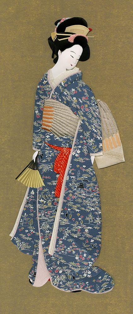 Wall Art Painting id:281559, Name: Elegant Japanese Lady folding fan, Artist: Archivio