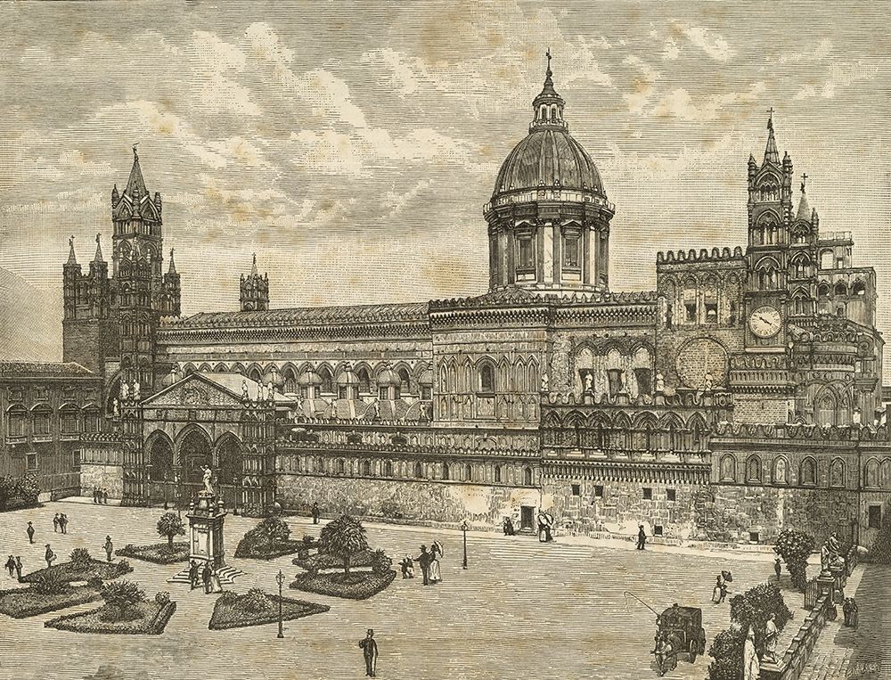 Wall Art Painting id:281564, Name: Palermo view Cathedral Italy Sicily, Artist: Archivio