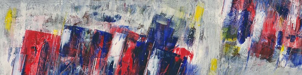 Art Print: Red, Blue, Yellow and Grey Abstract Crop I
