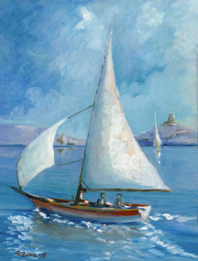 Wall Art Painting id:170383, Name: Sail Boat Regatta race sea island sardinia, Artist: Zucca, Gianfranco
