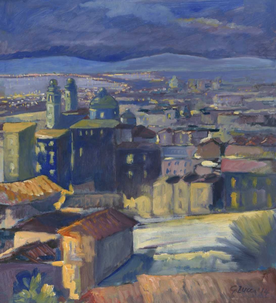 Wall Art Painting id:170396, Name: View of the old town of Cagliari, Artist: Zucca, Gianfranco
