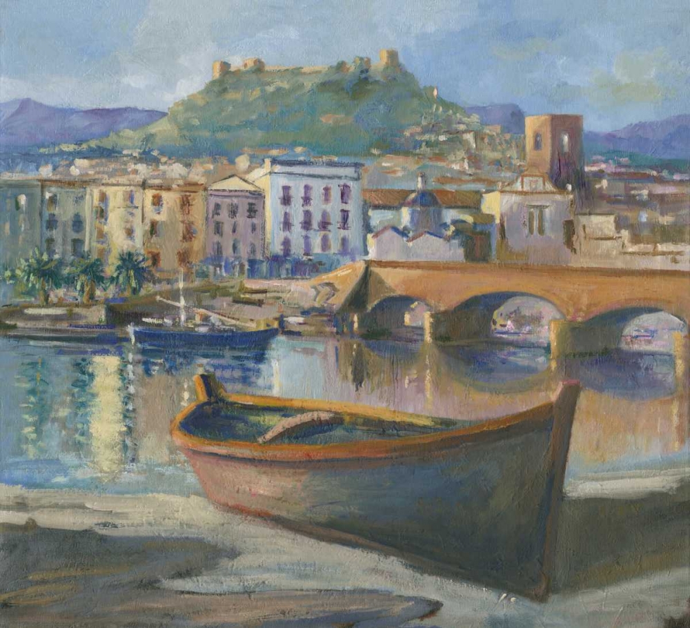 Wall Art Painting id:170401, Name: Boat on the river of Bosa sardinia, Artist: Zucca, Gianfranco