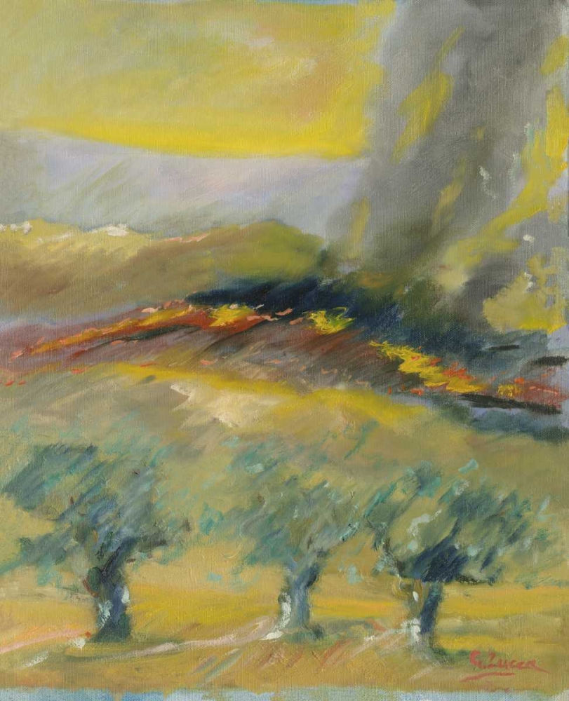 Wall Art Painting id:170404, Name: Fire in the olive grove country side, Artist: Zucca, Gianfranco