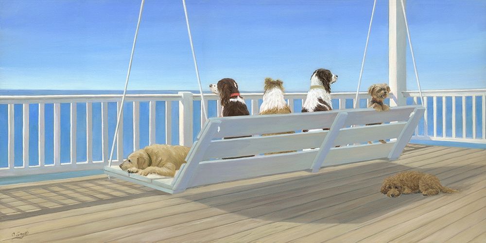 Art Print: Tails on a Porch Swing