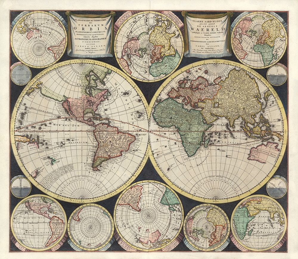 Wall art: World Map 1594, by Allard, Carel