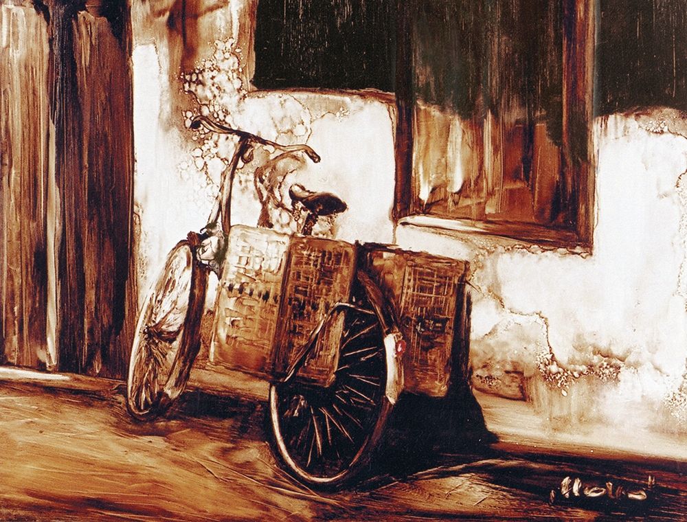 Wall Art Painting id:246784, Name: Cottage Bicycle, Artist: Sipos, Judit