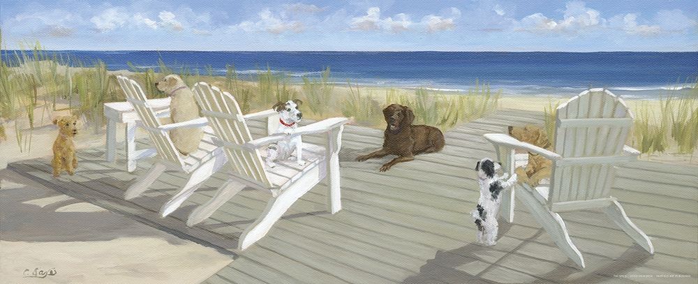 Wall Art Painting id:234150, Name: Dogs on a Deck, Artist: Saxe, Carol