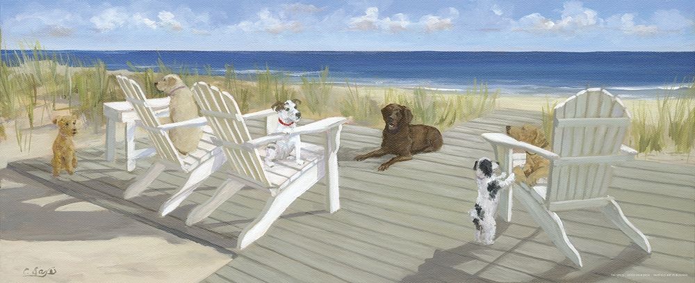 Art Print: Dogs on a Deck