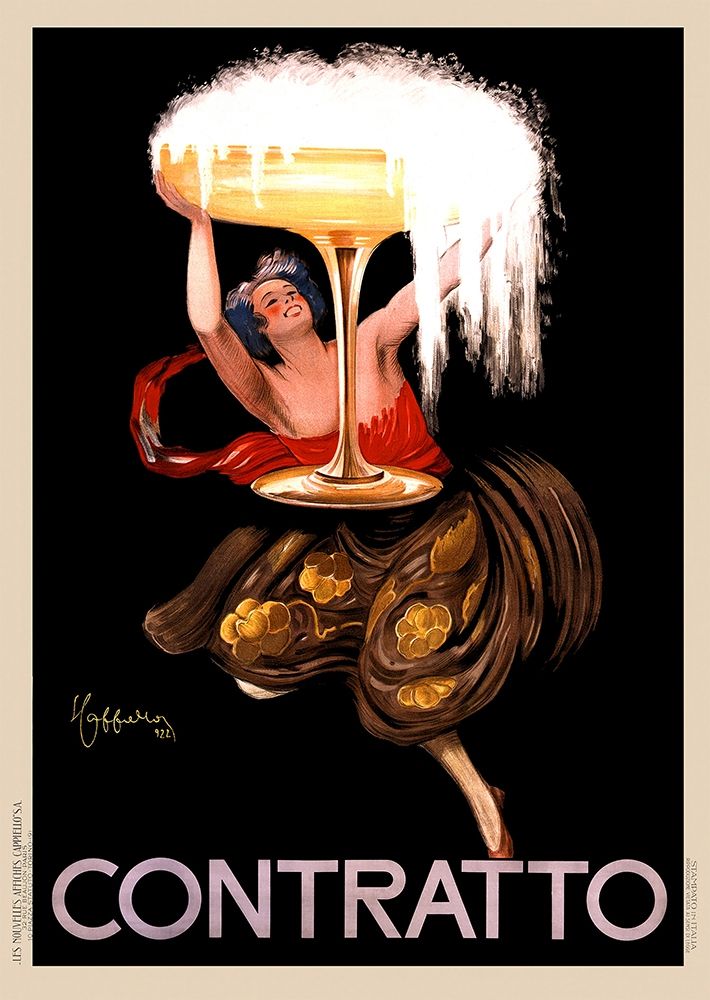 Wall Art Painting id:261485, Name: Contratto Champagne, 1922, Artist: Cappiello, Leonetto