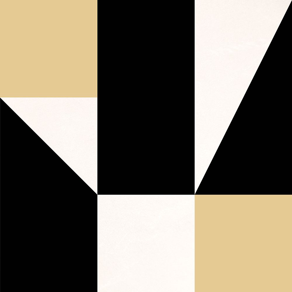 Art Print: Geometric Abstract Black,Tan and White