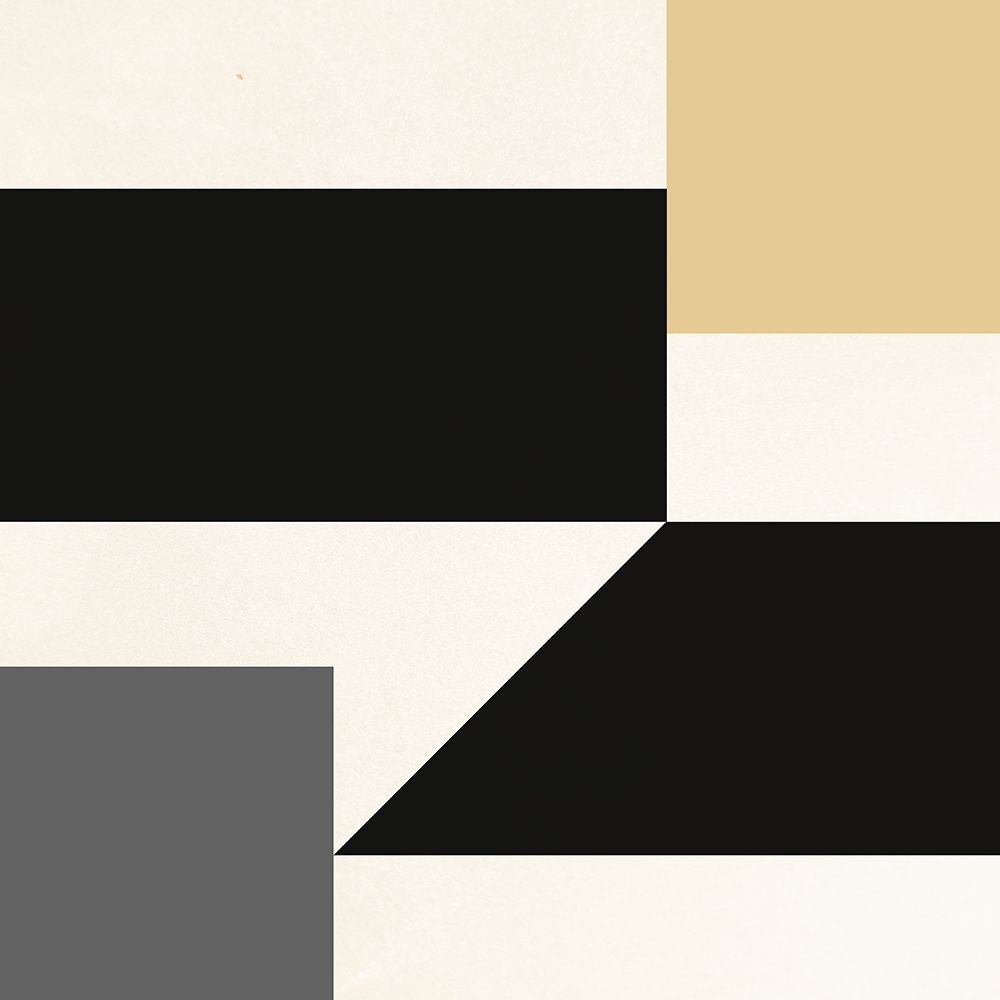 Art Print: Geometric Abstract Black,Tan and White II
