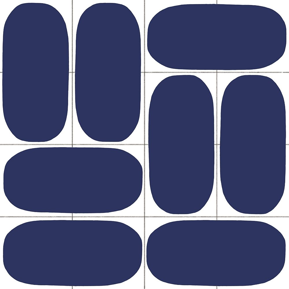 Art Print: Geometric Oval Abstract, Blue