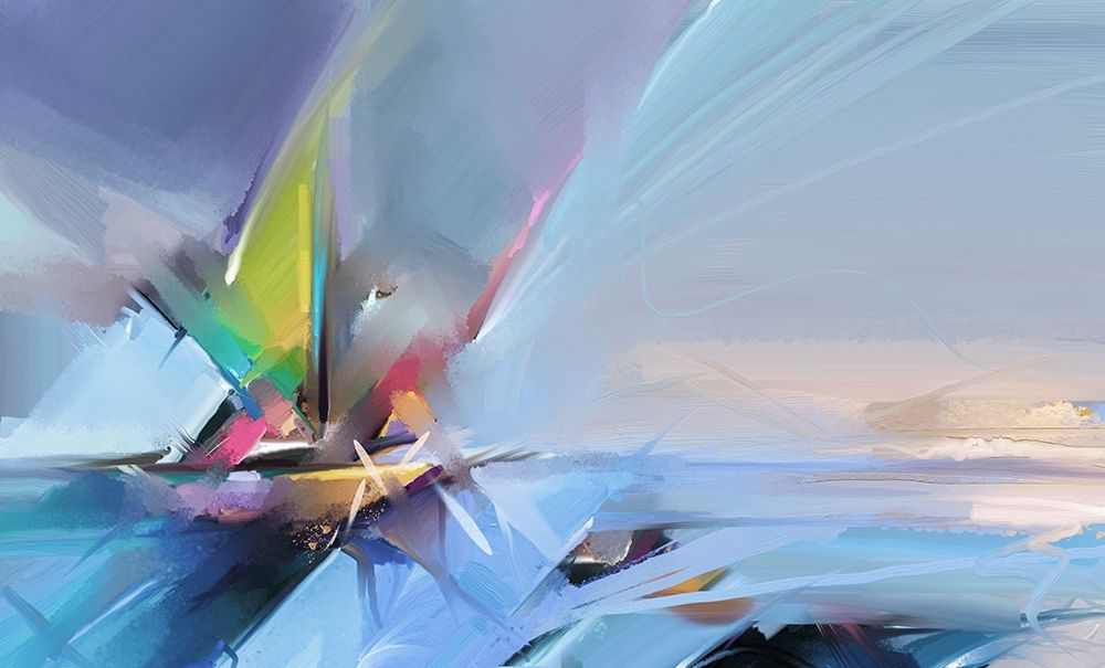 Art Print: Colorful Oil Seascape