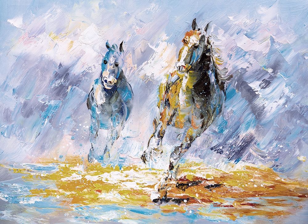 Wall art: Horses Running Oil Painting, by Chen, Y.C.