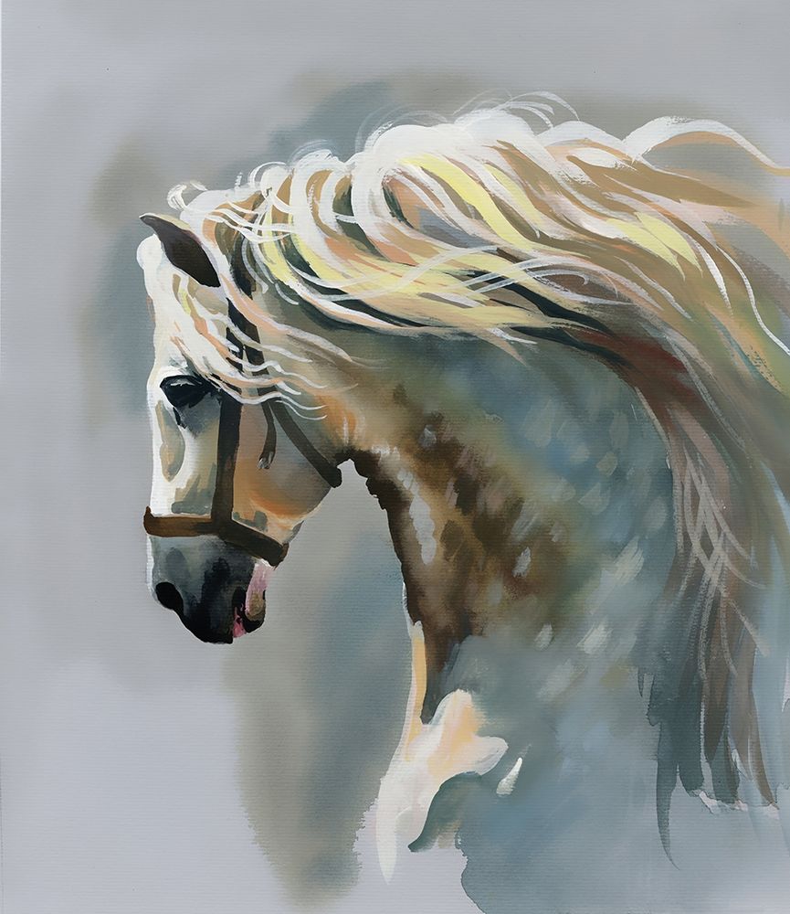 Wall art: White Stallion Painting, by Starovoitova, N.