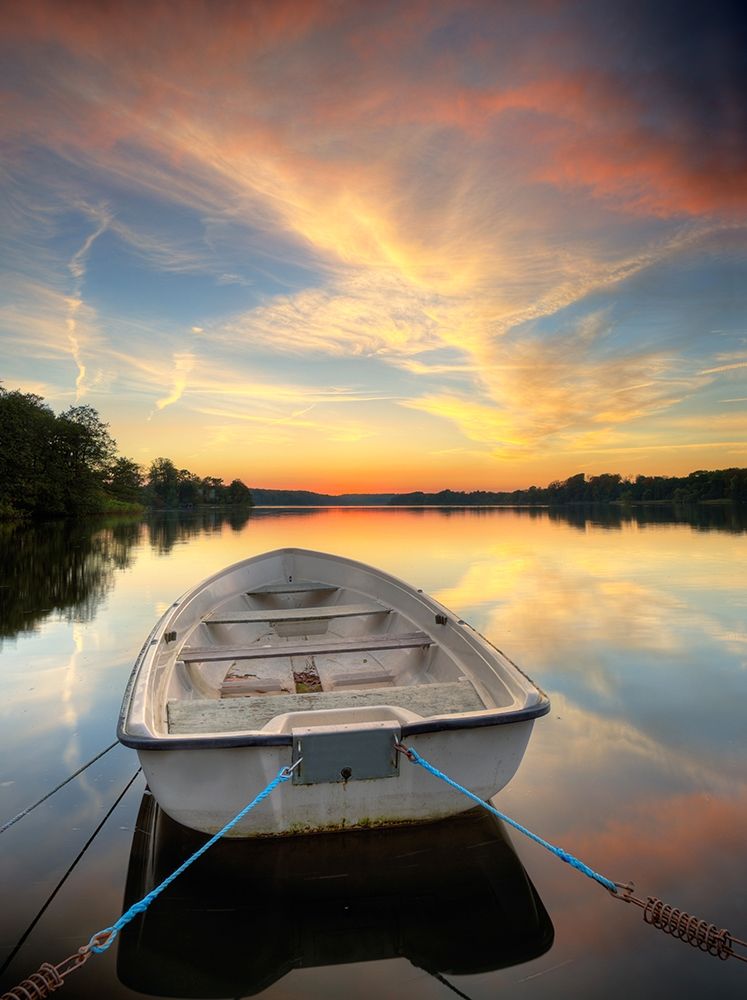 Wall art: Rowboat on Summer Lake, Color, by Anonymous