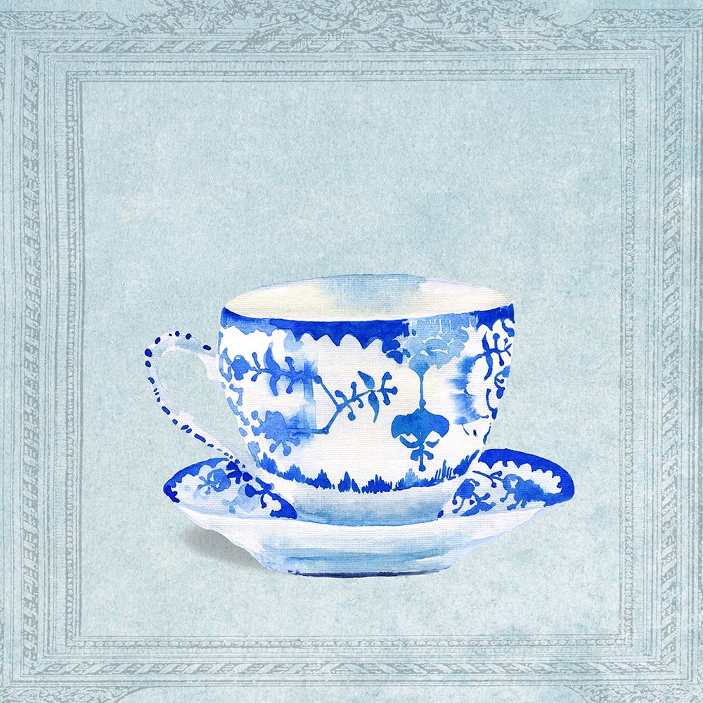 Wall art: Watercolored Blue and White Tea Cup, by Dolzhenko, Anna