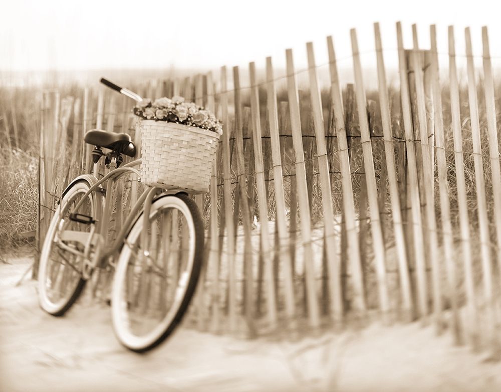 Art Print: Bike by Beach Fence