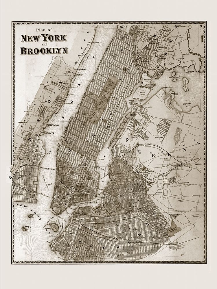 Wall Art Painting id:279051, Name: The Plan of New York and Brooklyn, 1867, Artist: Anonymous
