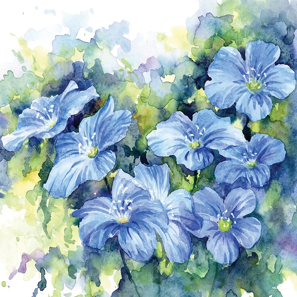 Art Print: Spring Flowers in Blue