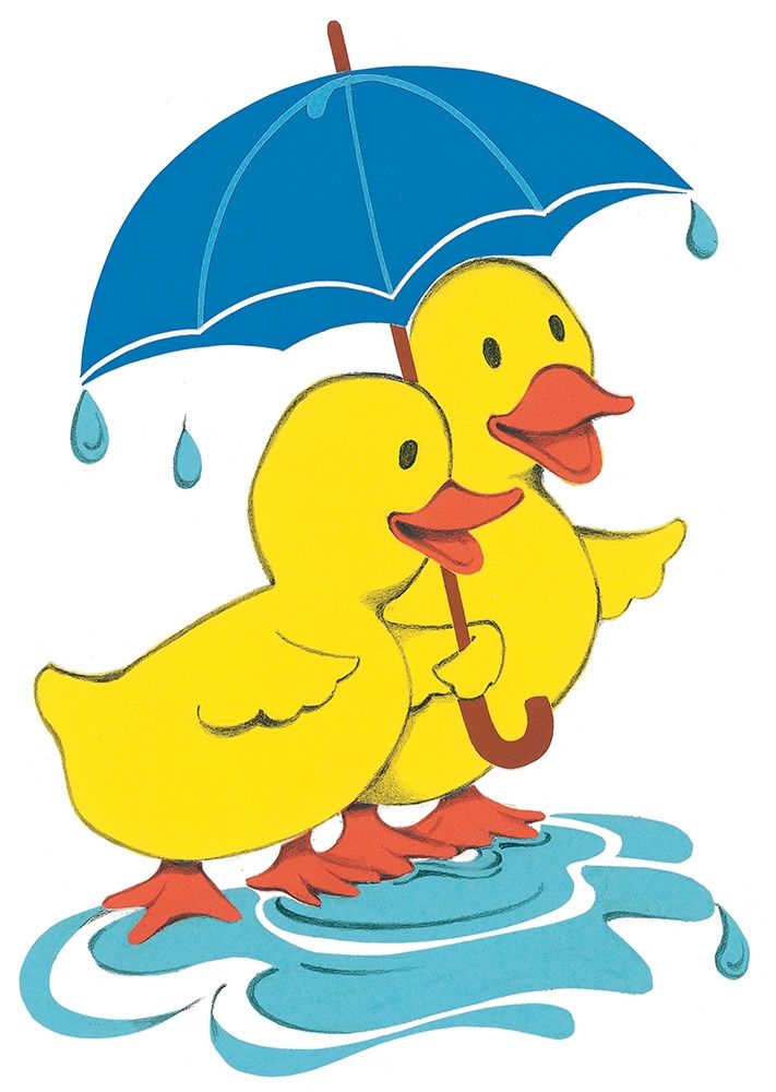 Wall Art Painting id:335482, Name: Ducks and Umbrella, Artist: Unknown