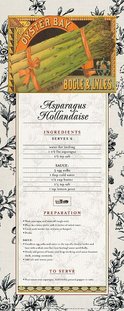Wall Art Painting id:338736, Name: Asparagus Hollandaise, Artist: Unknown