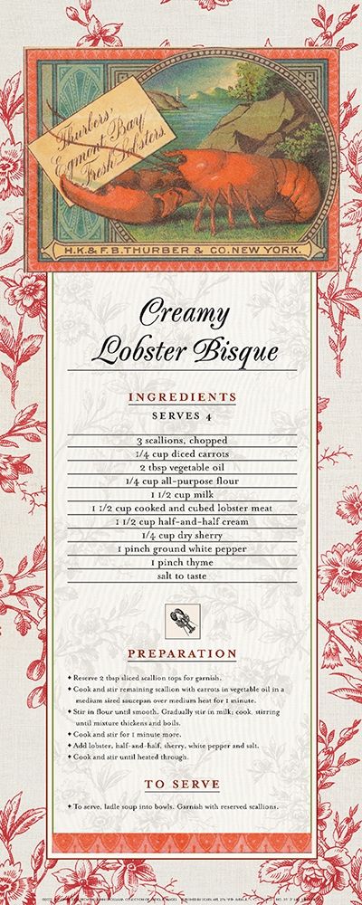 Wall Art Painting id:338740, Name: Lobster Bisque, Artist: Unknown