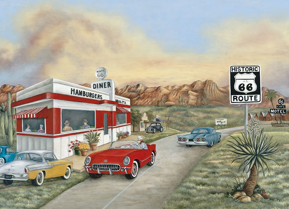 Wall Art Painting id:356977, Name: Route 66 I, Artist: Unknown