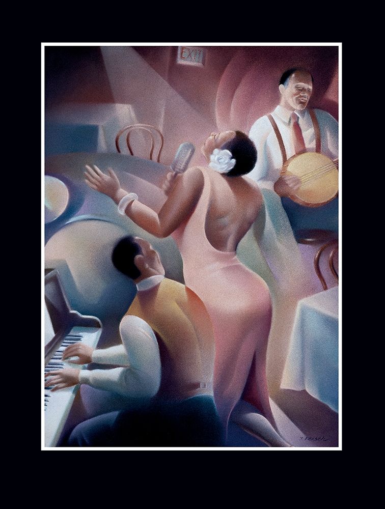 Wall Art Painting id:324452, Name: Lady Singing Blues, Artist: Unknown