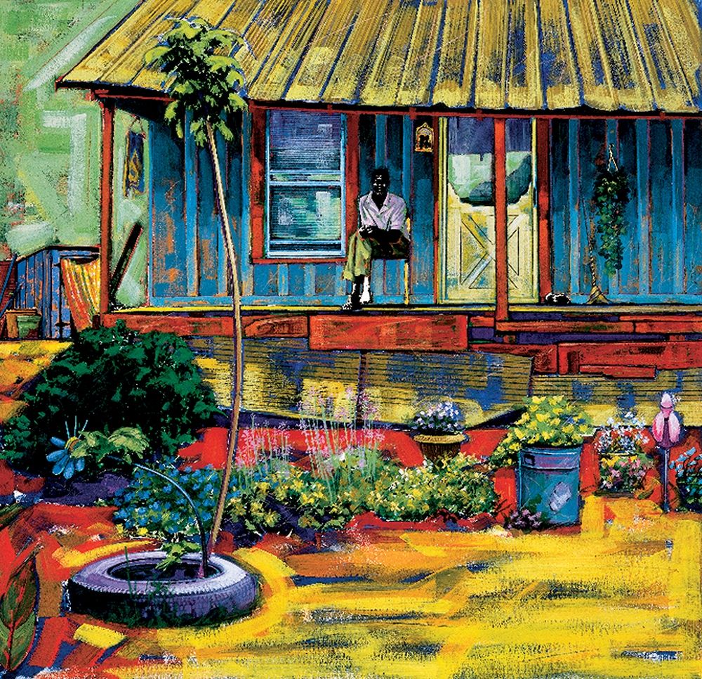 Wall Art Painting id:324459, Name: Palm Tree Porch, Artist: Unknown