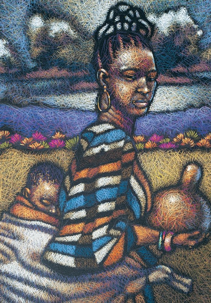 Wall Art Painting id:335555, Name: Nubian Lady and Child, Artist: Unknown