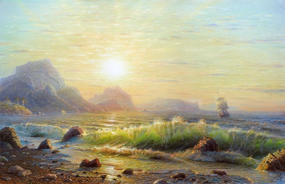 Art Print: Morning. Surf waves