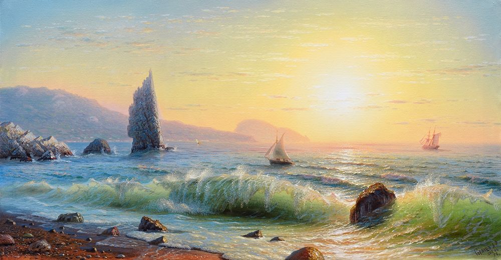 Art Print: Morning. Rock. Sail