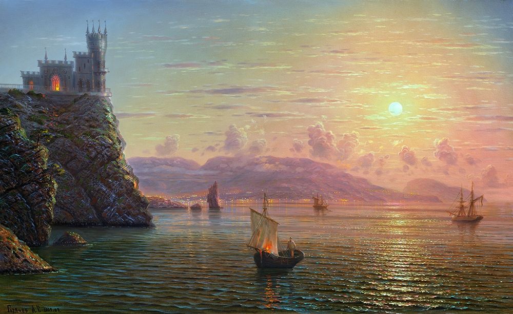 Wall art: Moonlight night. Yalta view, by Goryachev, Alexander