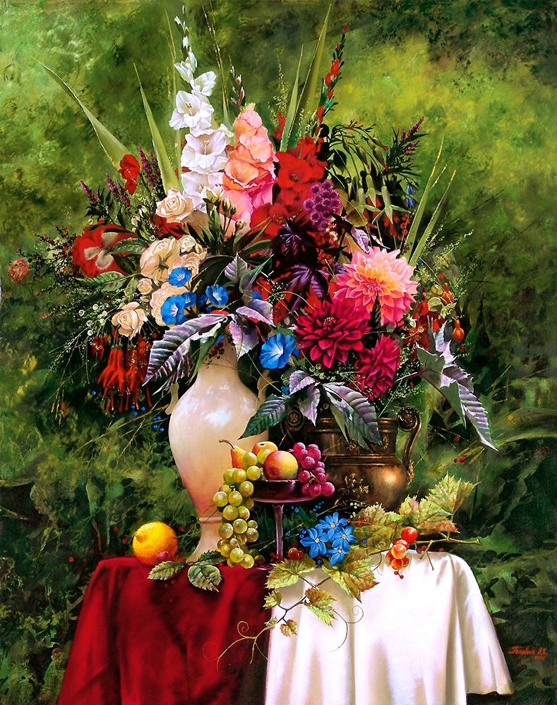 Art Print: Still-life with a white vase