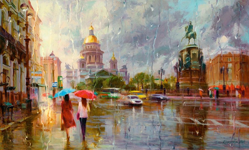 Wall art: Summer rain in St. Petersburg, by Kovalev, Vladimir