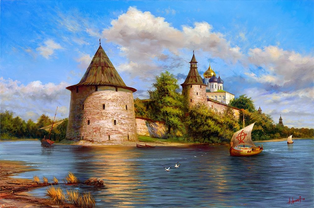Wall Art Painting id:261087, Name: Pskov kremlin, Artist: Milyukov, Alexey