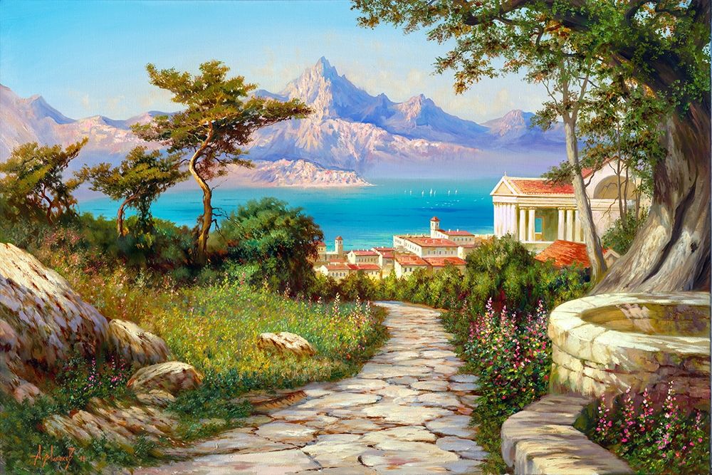 Wall Art Painting id:261090, Name: City by the sea, Artist: Milyukov, Alexey