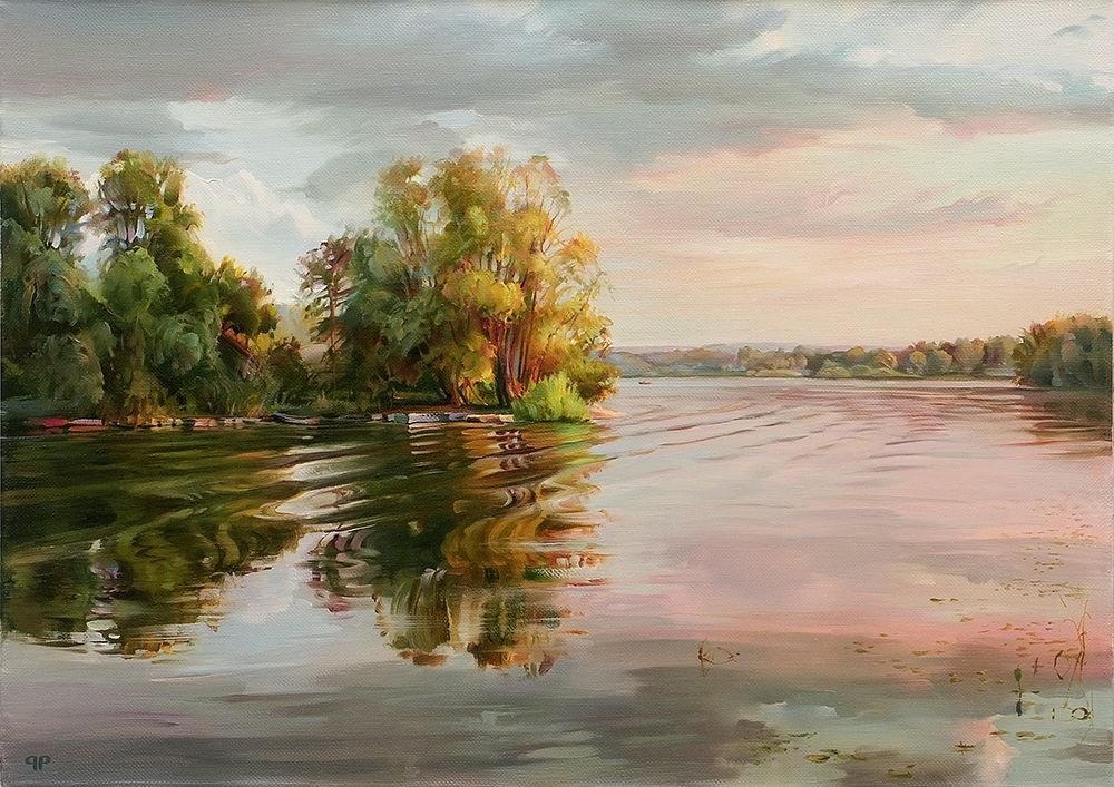 Wall Art Painting id:255795, Name: Evening on the Volga river, Artist: Romanov, Roman