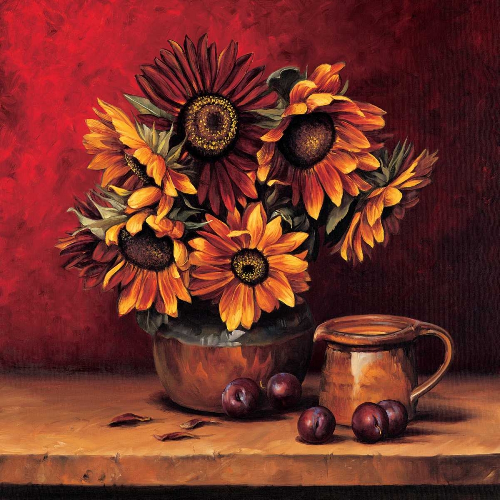 Wall Art Painting id:315399, Name: Sunflowers with Plums, Artist: Gonzales, Andres