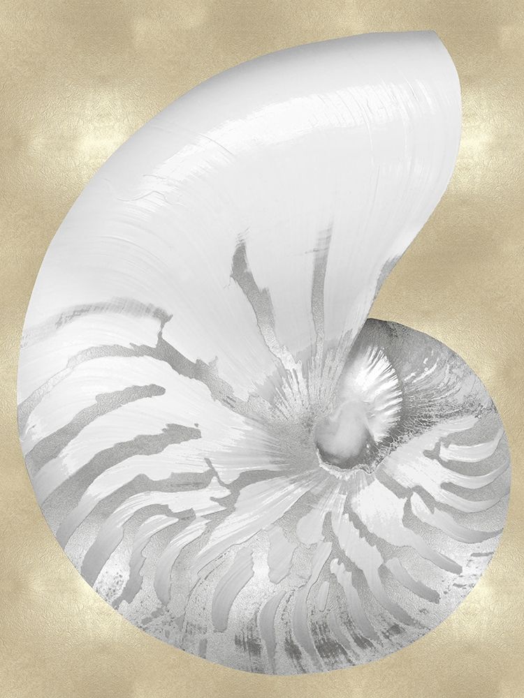 Art Print: Silver Pearl Shell on Gold III