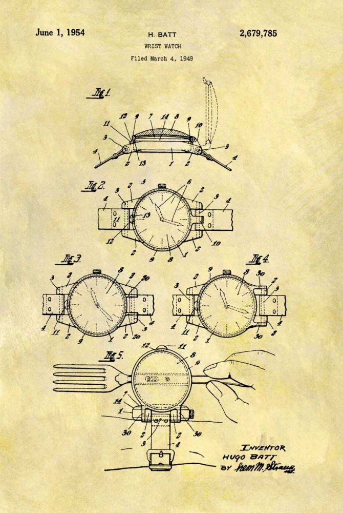 Wall Art Painting id:318156, Name: Wrist Watch - 1949, Artist: Sproul, Dan