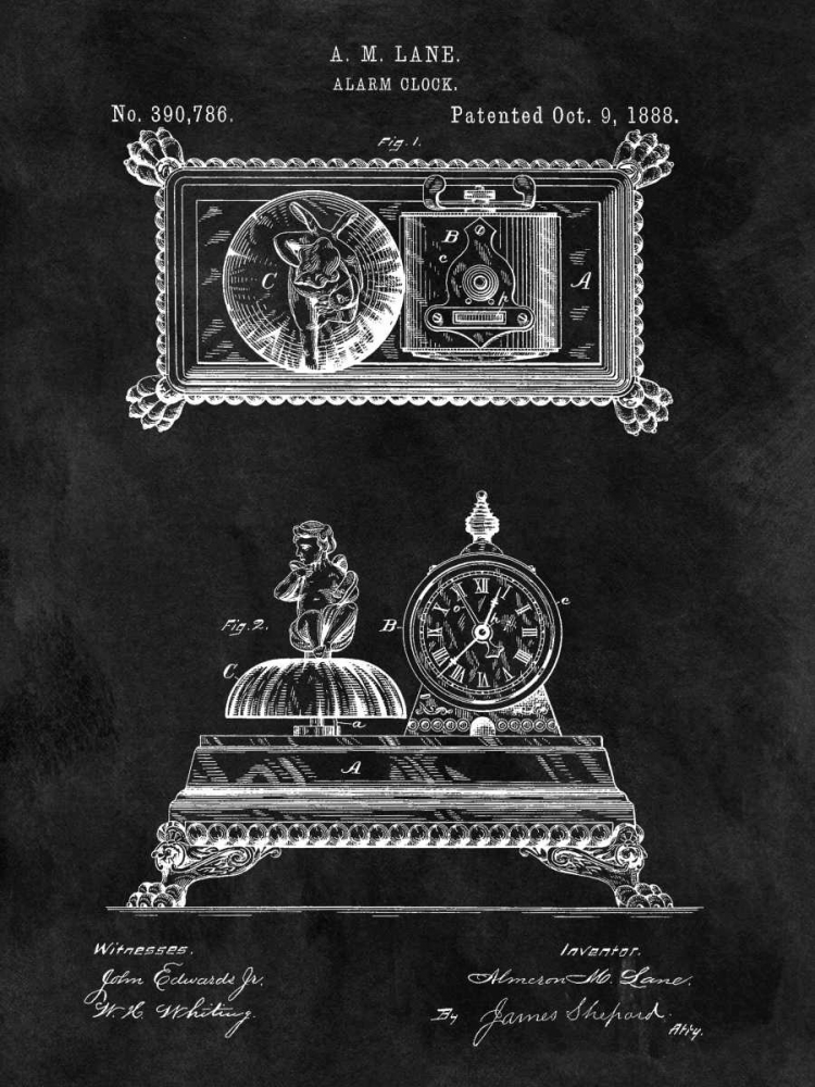 Wall Art Painting id:318162, Name: Alarm Clock - 1888-Black, Artist: Sproul, Dan