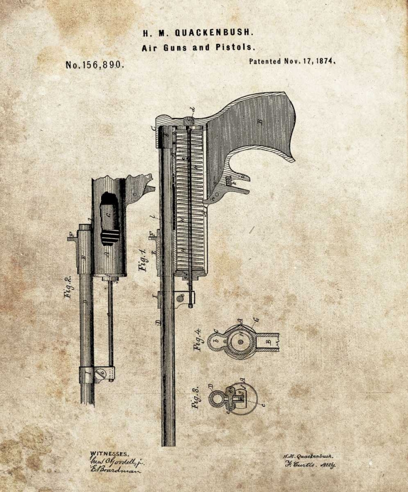 Wall Art Painting id:318175, Name: Air Guns and Pistols - 1874, Artist: Sproul, Dan