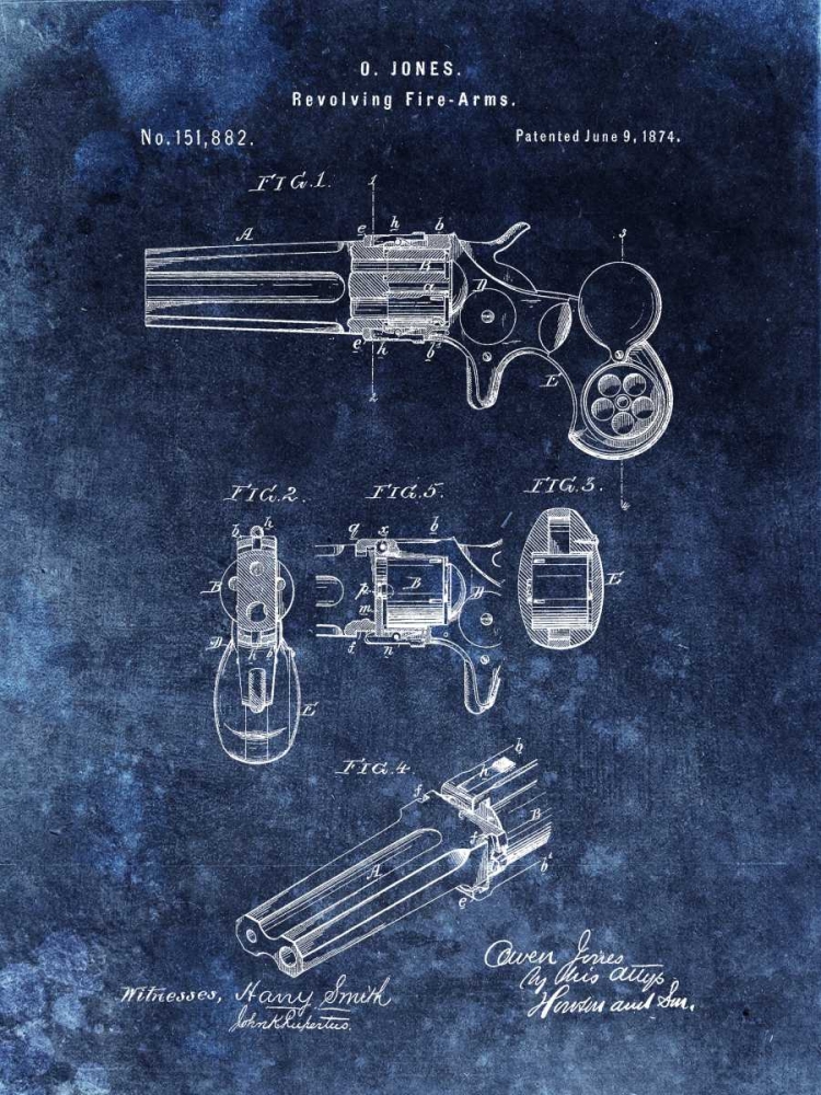 Wall Art Painting id:318180, Name: Revolving Fire Arms - 1874-Blue, Artist: Sproul, Dan