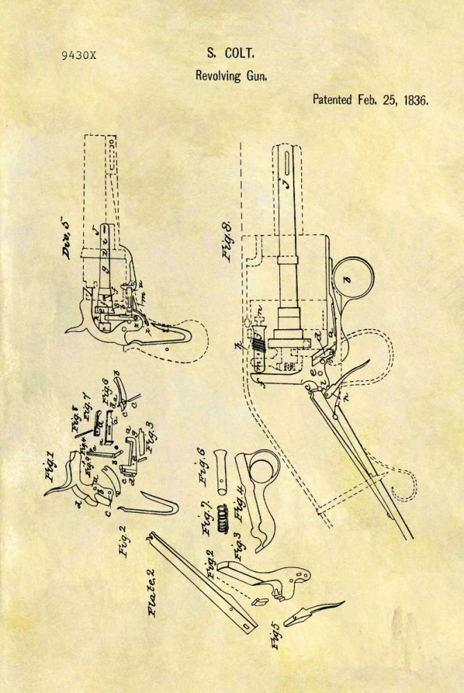 Wall Art Painting id:318184, Name: Colt-Revolving Gun - 1836, Artist: Sproul, Dan