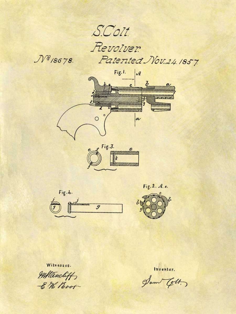 Wall Art Painting id:318186, Name: Colt Revolver - 1857, Artist: Sproul, Dan